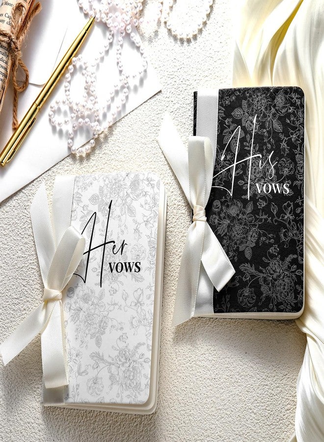 Engrowtic 2 Pcs Black His and Hers Wedding Vow Books with Ribbon Bow Floral Vow Books Notebook for Wedding Vows Gift for Bride and Groom with 48 Pages 3.94 x 5.91 Inches Bridal Shower Gifts - Image 5